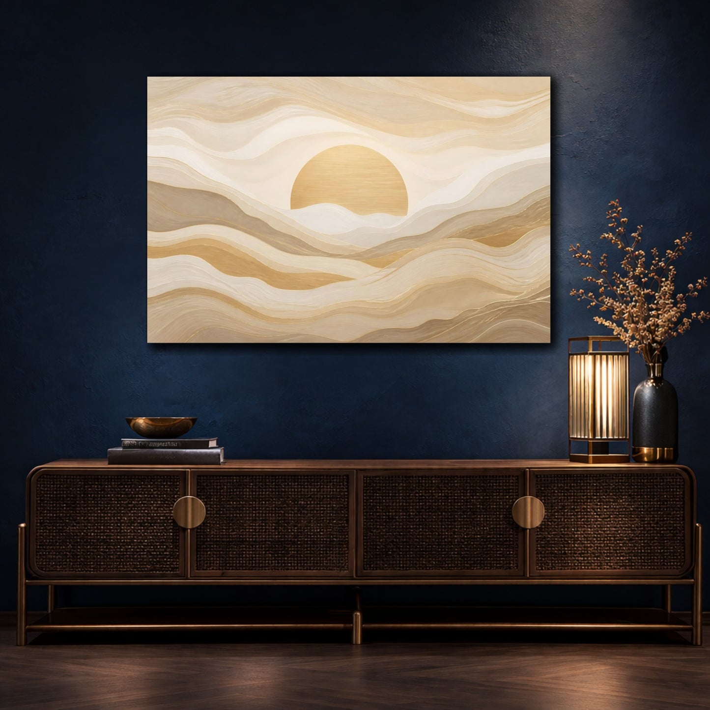 Mockup 4. Golden Sand Sunrise shown as canvas print
