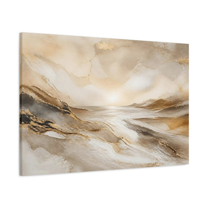 Main Mockup. Golden Seascape Sunrise shown as canvas print