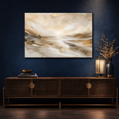 Mockup 4. Golden Seascape Sunrise shown as canvas print