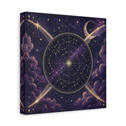 Side Mockup 9. Golden Star Map With Moon shown as canvas print