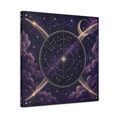 Side Mockup 5. Golden Star Map With Moon shown as canvas print