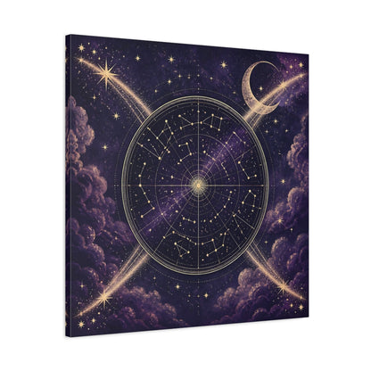 Side Mockup 3. Golden Star Map With Moon shown as canvas print