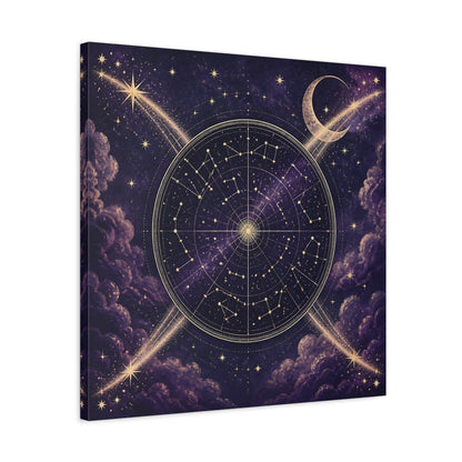 Side Mockup 4. Golden Star Map With Moon shown as canvas print