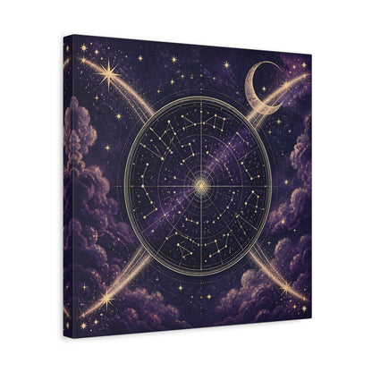 Side Mockup 6. Golden Star Map With Moon shown as canvas print
