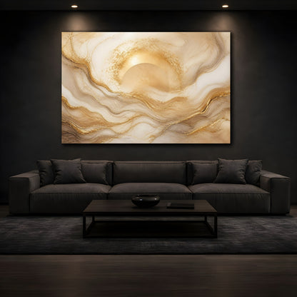 Mockup 3. Golden Sun Marble shown as canvas print