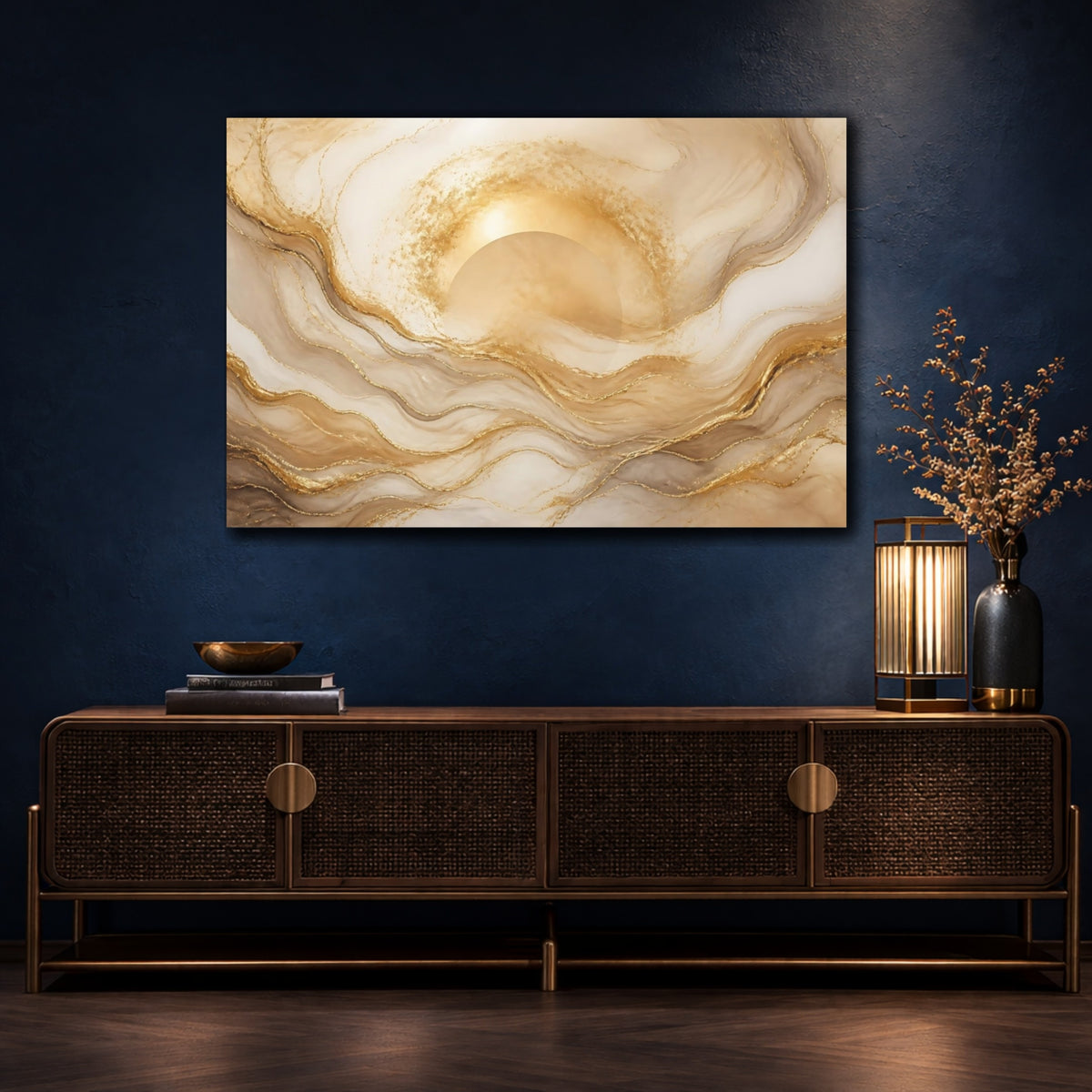 Mockup 4. Golden Sun Marble shown as canvas print