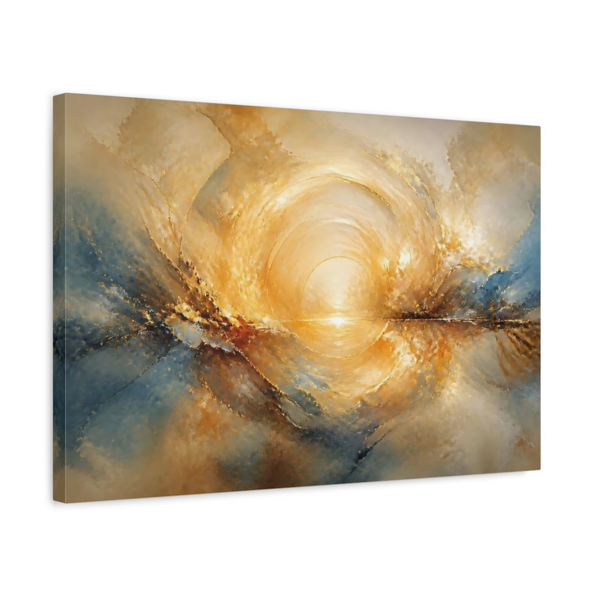 Side Mockup 3. Golden Sun Reflection shown as canvas print