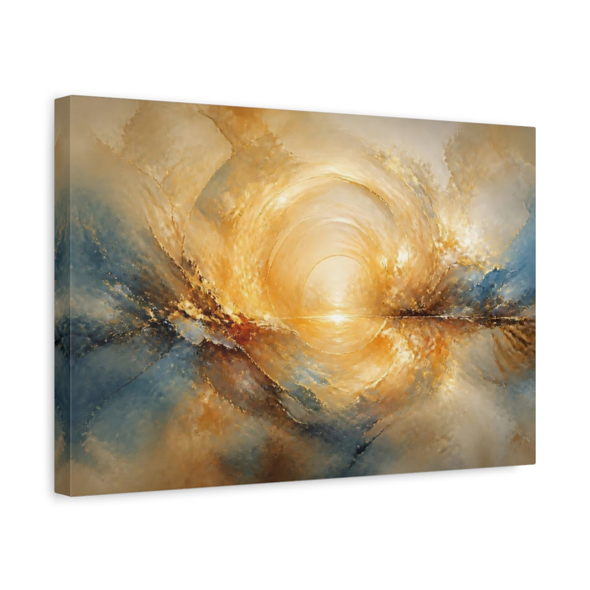 Side Mockup 4. Golden Sun Reflection shown as canvas print