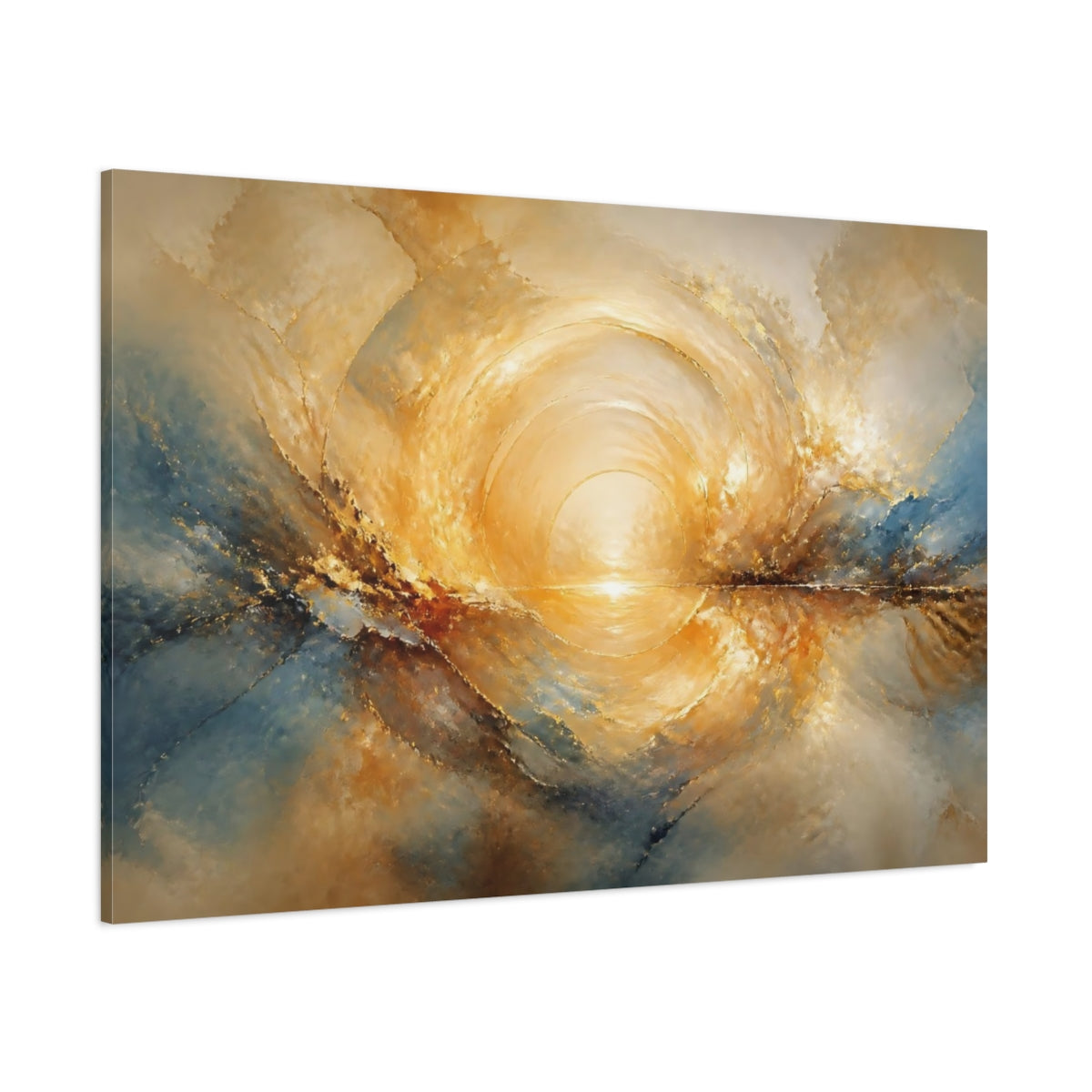 Side Mockup 1. Golden Sun Reflection shown as canvas print