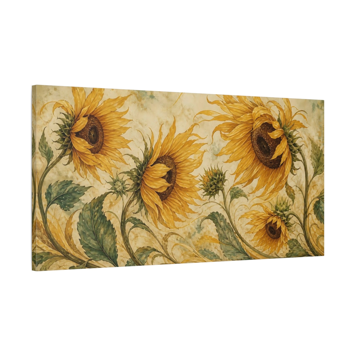 Main Mockup. Golden Sunflower Bouquet shown as canvas print