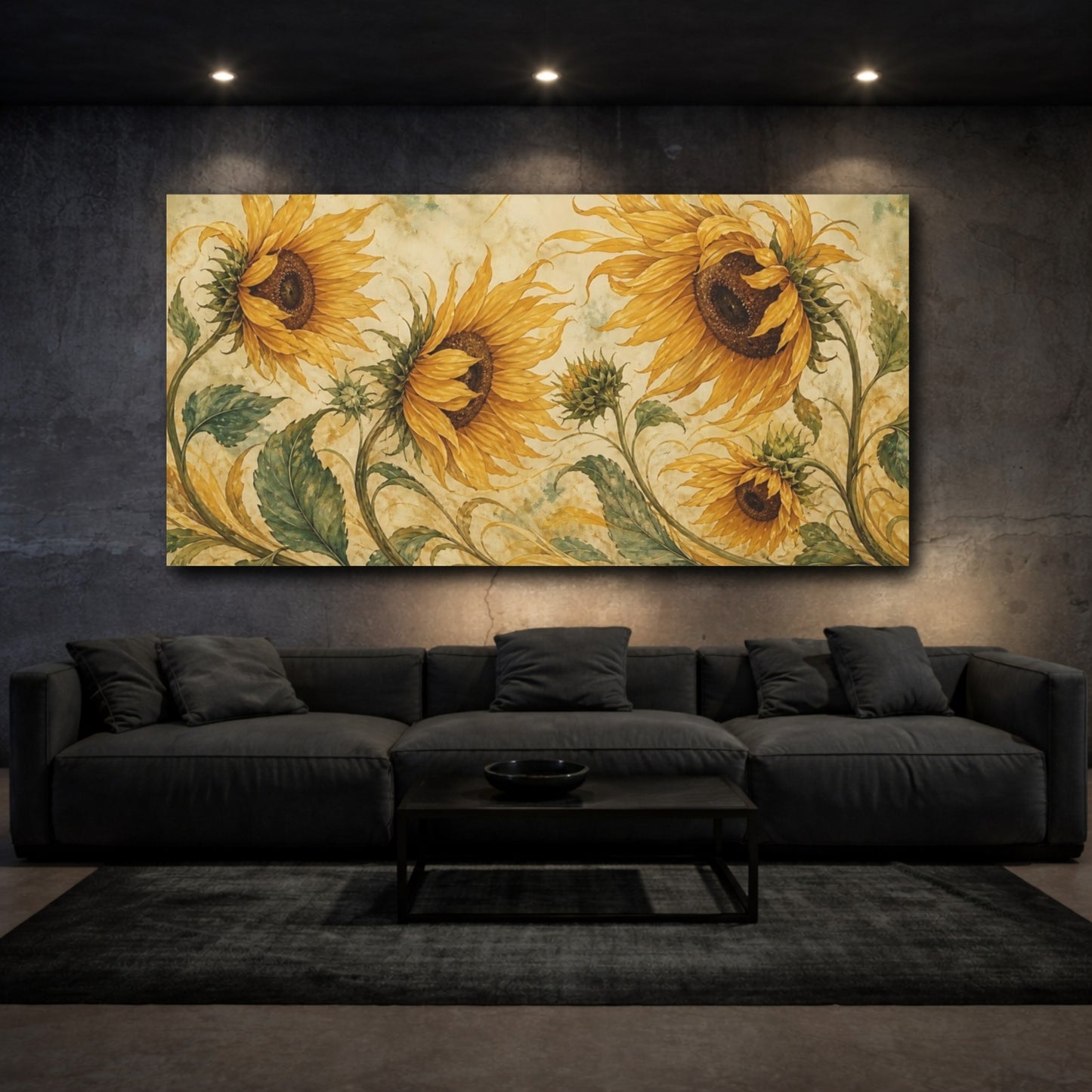 Mockup 3. Golden Sunflower Bouquet shown as canvas print