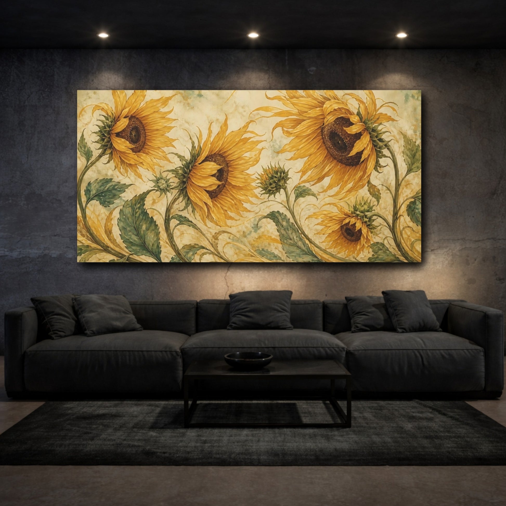 Mockup 3. Golden Sunflower Bouquet shown as canvas print