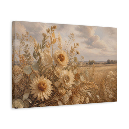 Side Mockup 4. Golden Sunflower Floral shown as canvas print