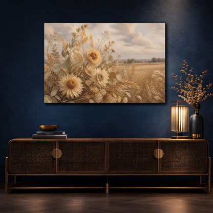 Mockup 4. Golden Sunflower Floral shown as canvas print