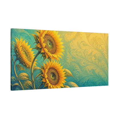 Main Mockup. Golden Sunflower Swirl shown as canvas print