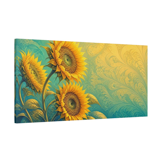 Main Mockup. Golden Sunflower Swirl shown as canvas print