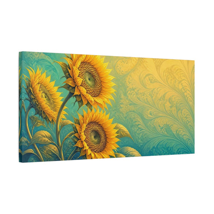 Side Mockup 1. Golden Sunflower Swirl shown as canvas print