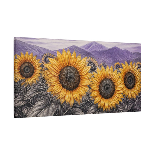 Main Mockup. Golden Sunflowers At Dusk shown as canvas print