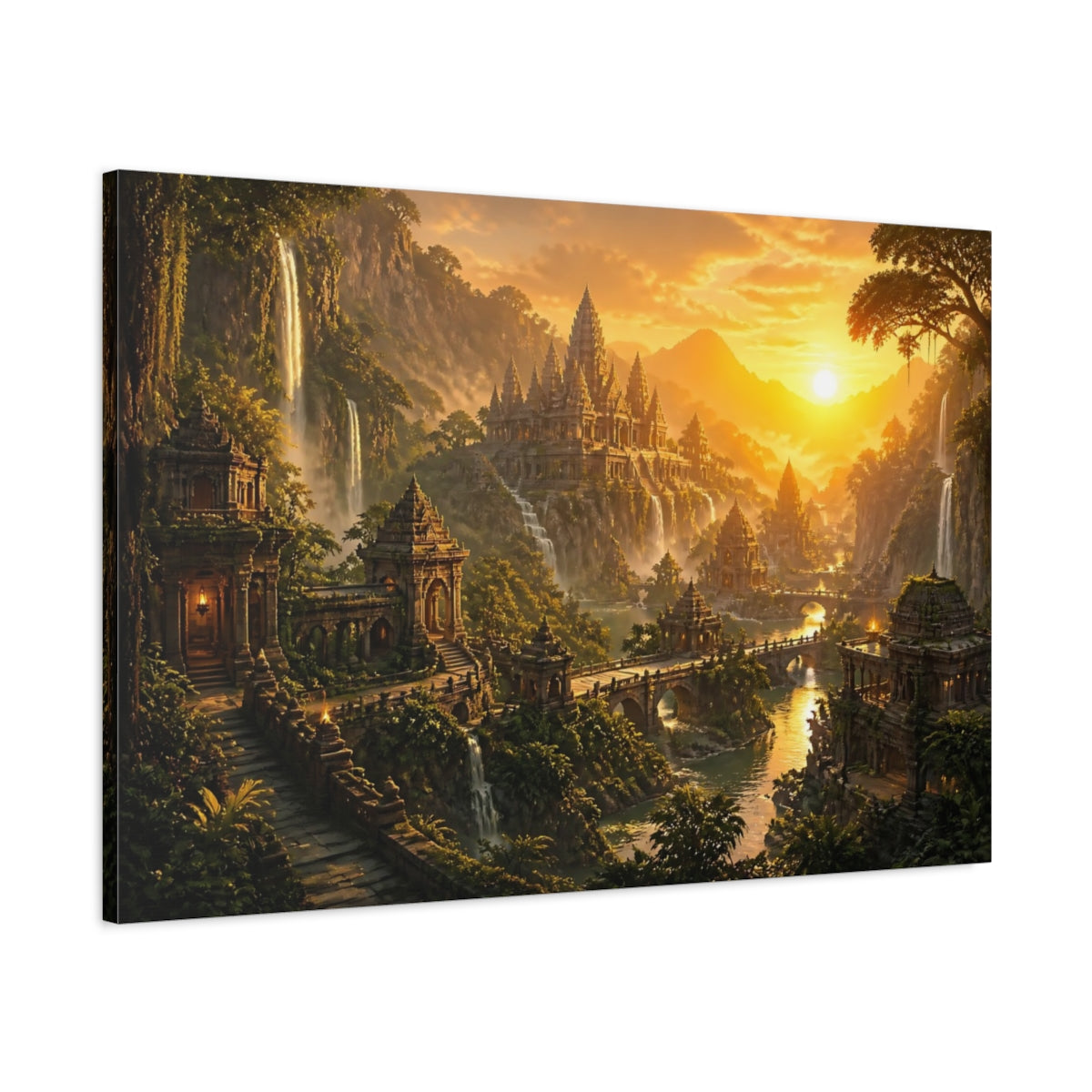 Main Mockup. Golden Sunrise Temple Valley shown as canvas print
