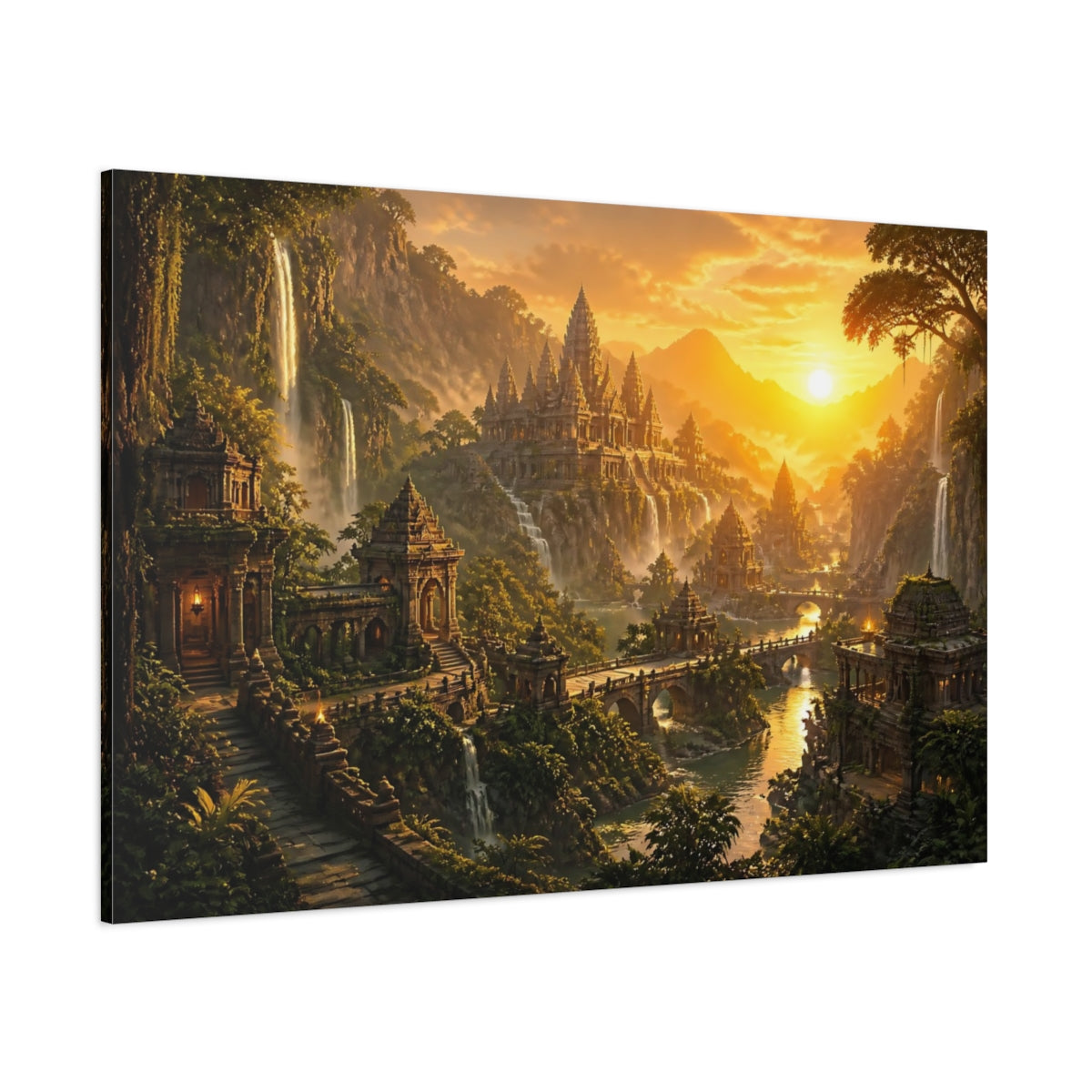 Side Mockup 1. Golden Sunrise Temple Valley shown as canvas print