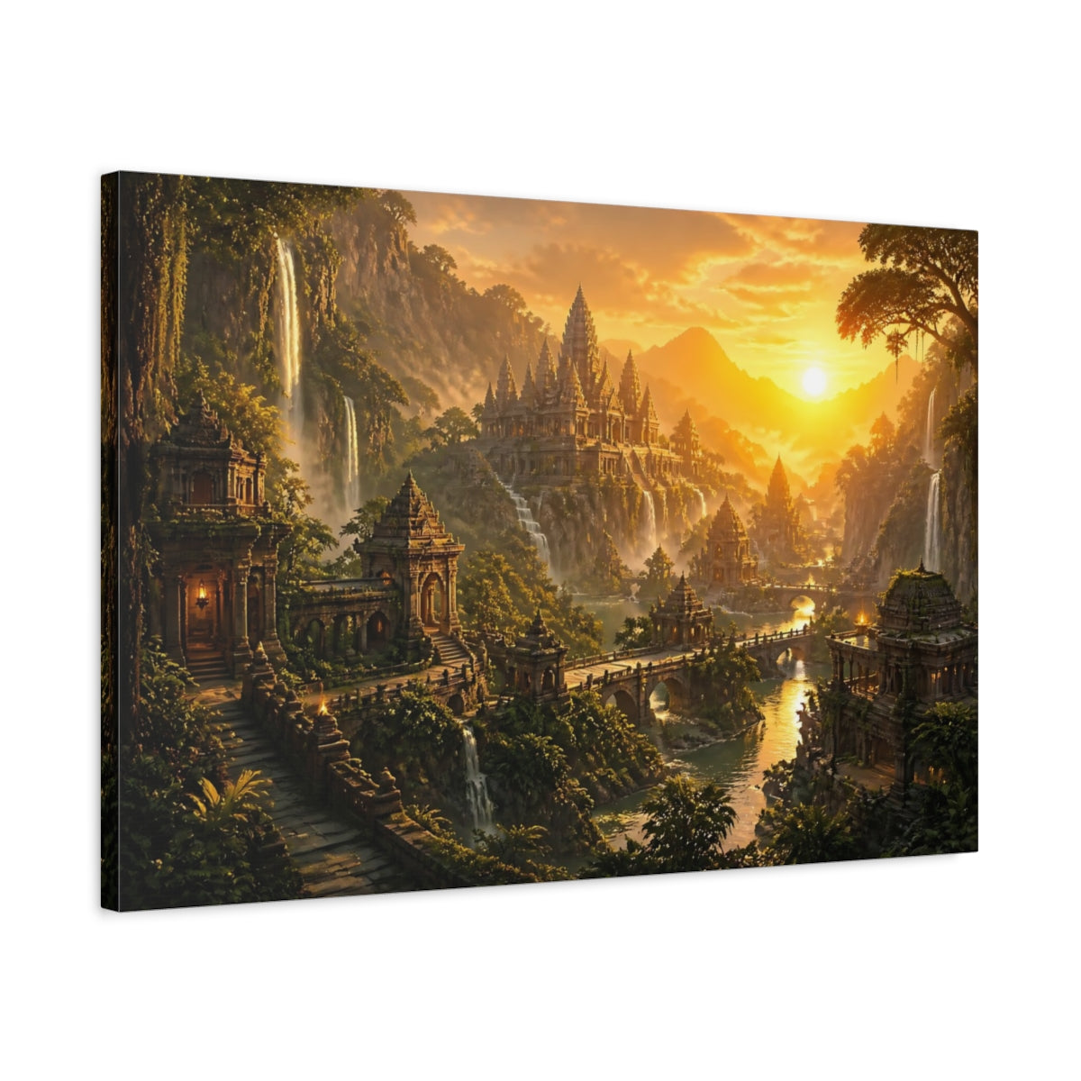 Side Mockup 2. Golden Sunrise Temple Valley shown as canvas print