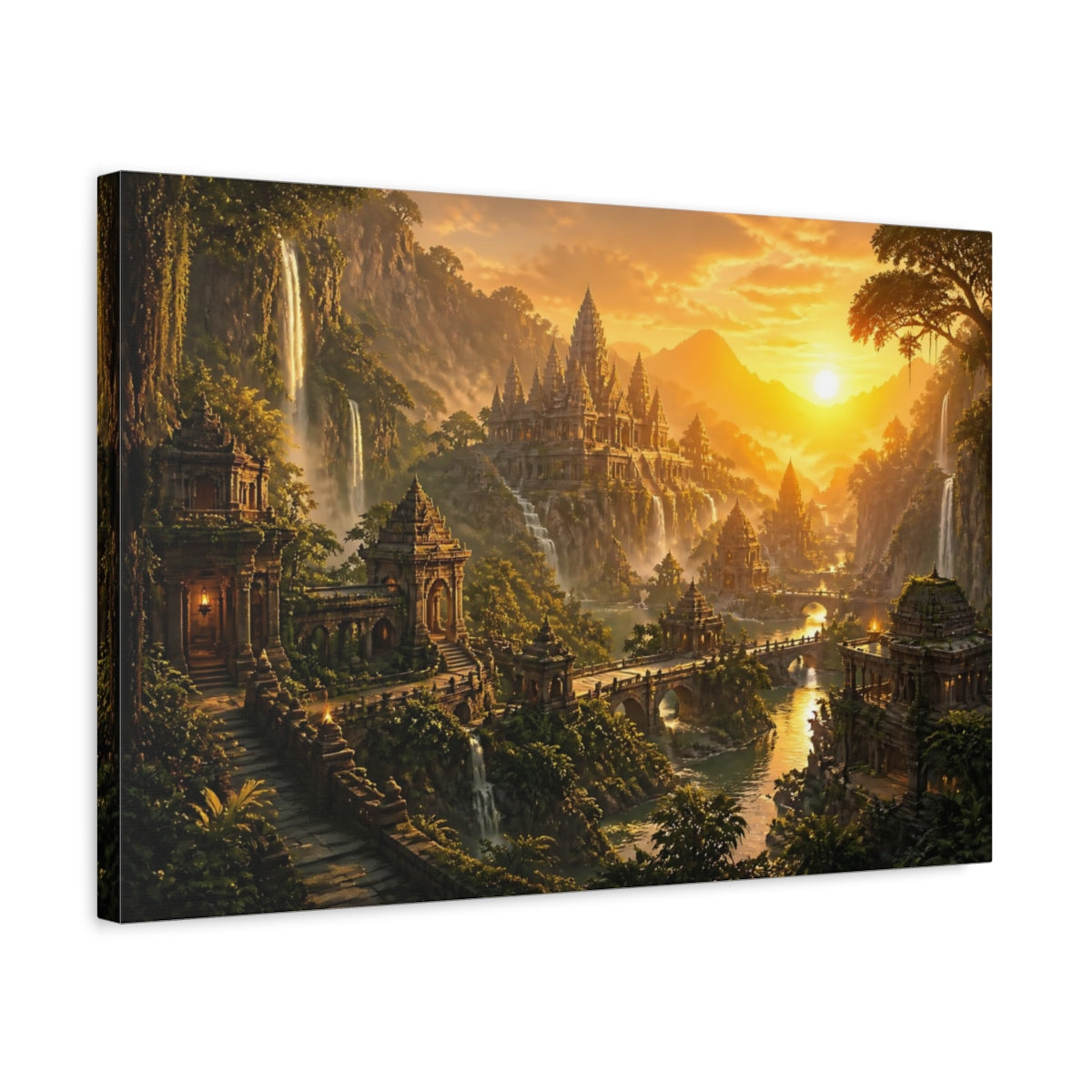 Side Mockup 3. Golden Sunrise Temple Valley shown as canvas print