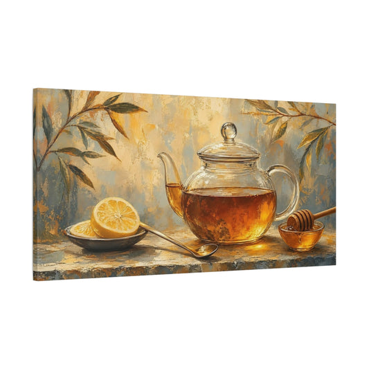 Main Mockup. Golden Tea And Lemon shown as canvas print