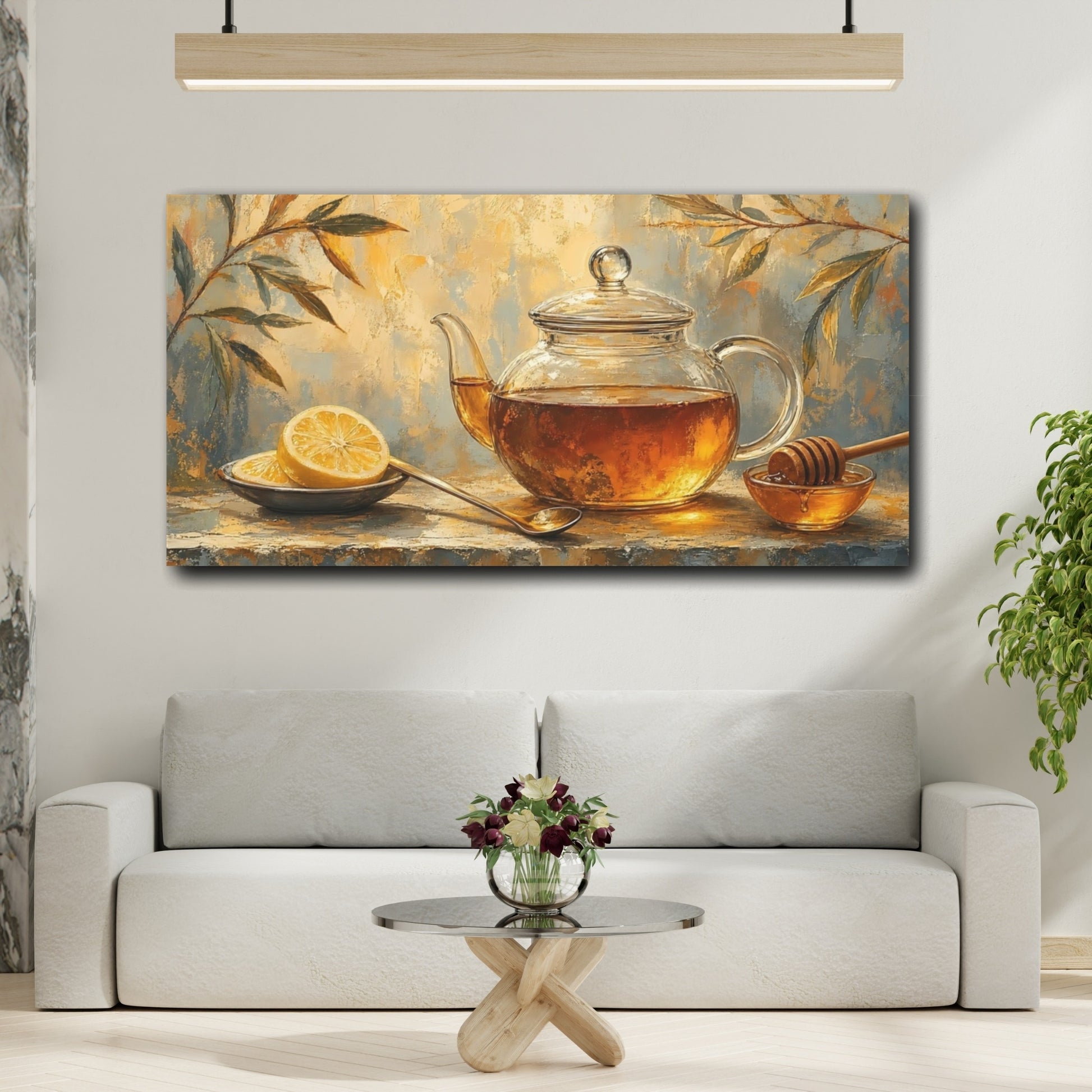 Mockup 2. Golden Tea And Lemon shown as canvas print