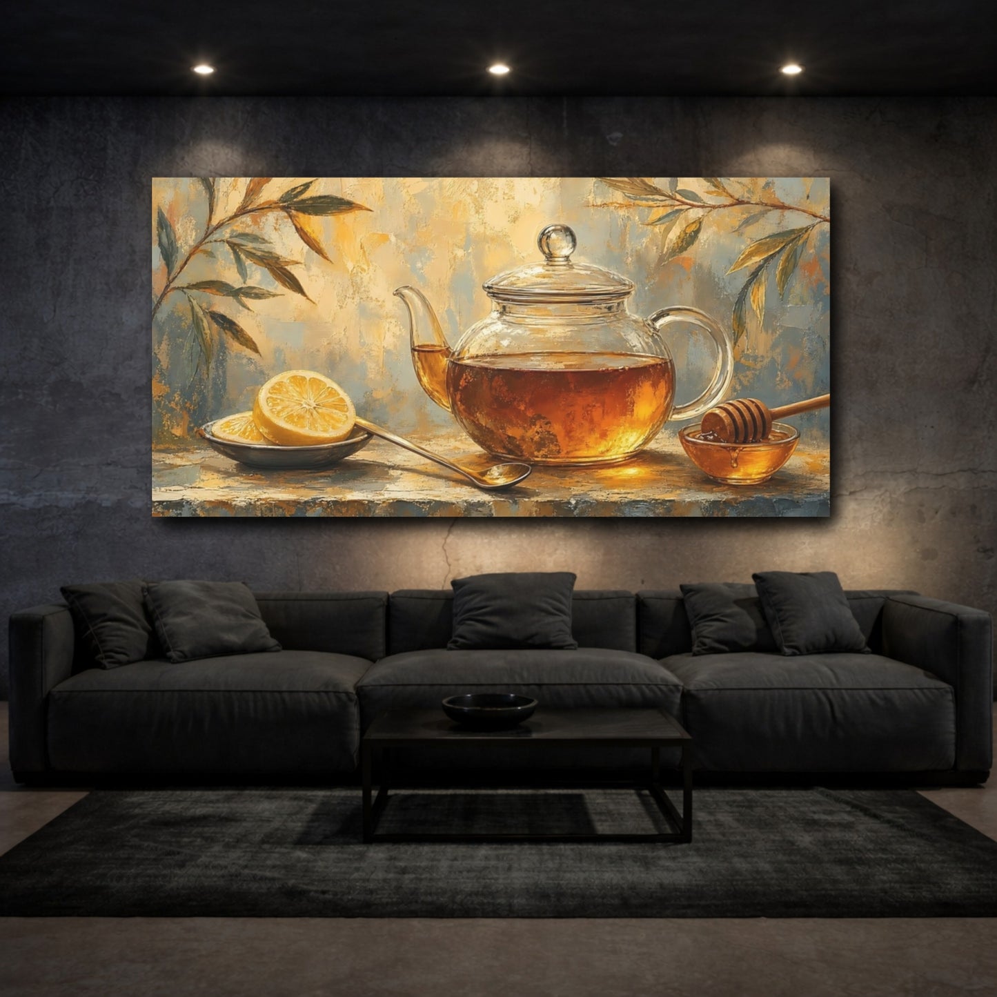 Mockup 3. Golden Tea And Lemon shown as canvas print