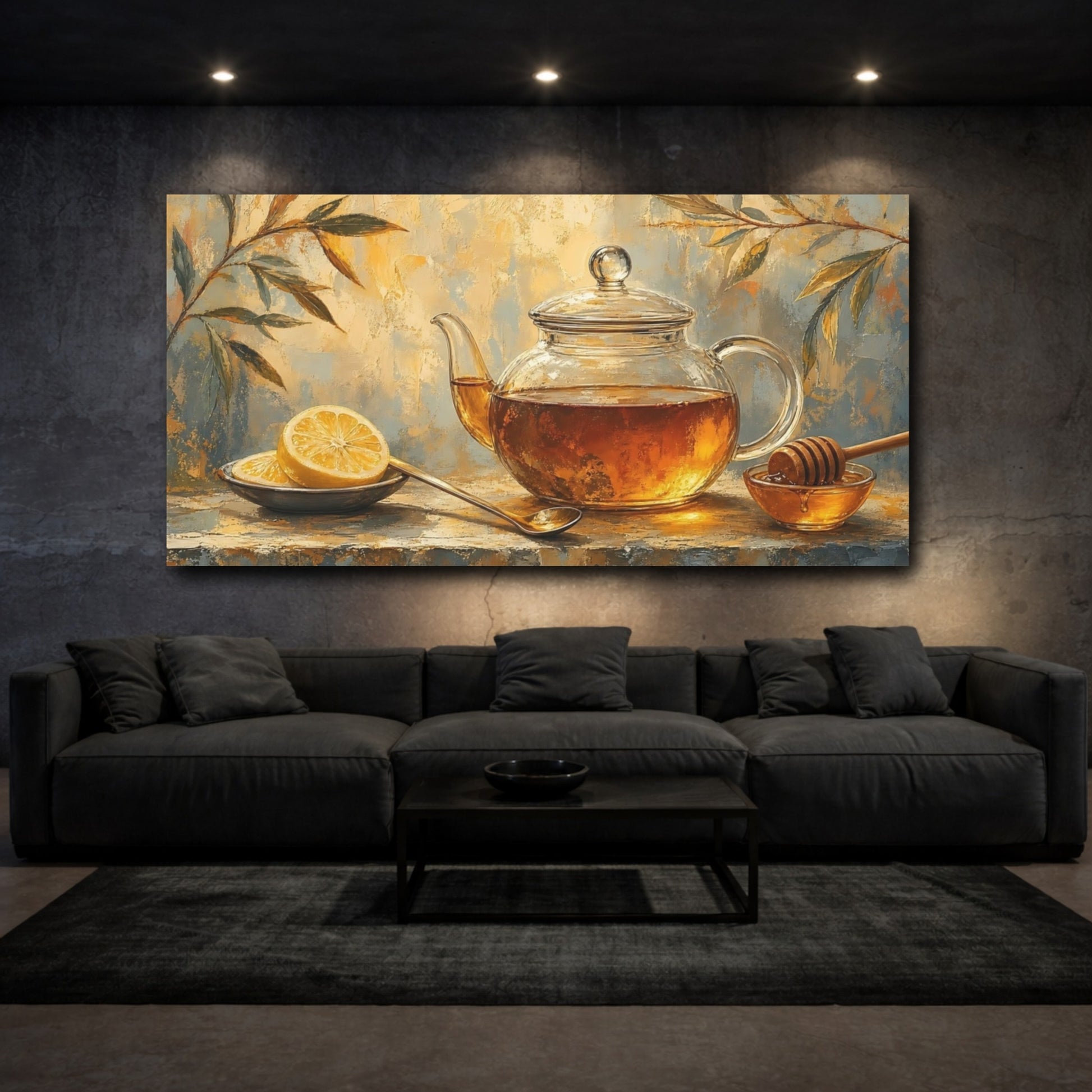 Mockup 3. Golden Tea And Lemon shown as canvas print