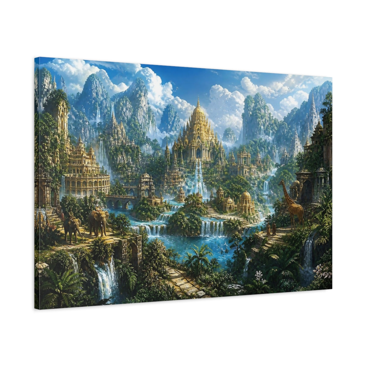 Main Mockup. Golden Temple Of The Lost Kingdom shown as canvas print