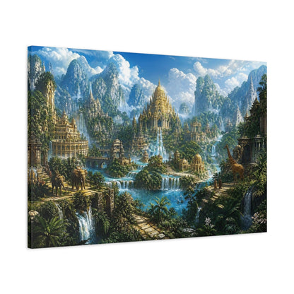 Main Mockup. Golden Temple Of The Lost Kingdom shown as canvas print