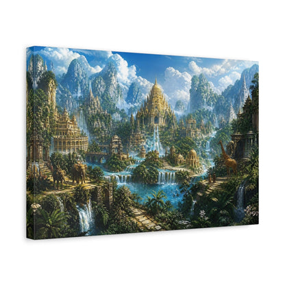 Side Mockup 4. Golden Temple Of The Lost Kingdom shown as canvas print