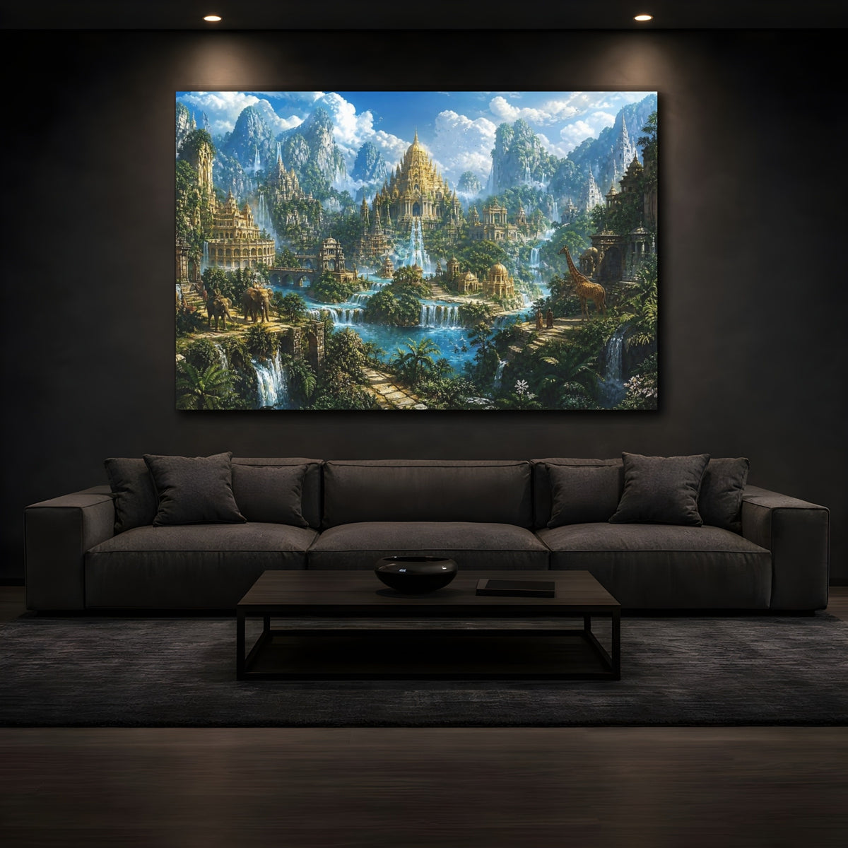 Mockup 3. Golden Temple Of The Lost Kingdom shown as canvas print