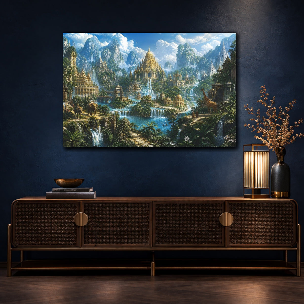 Mockup 4. Golden Temple Of The Lost Kingdom shown as canvas print