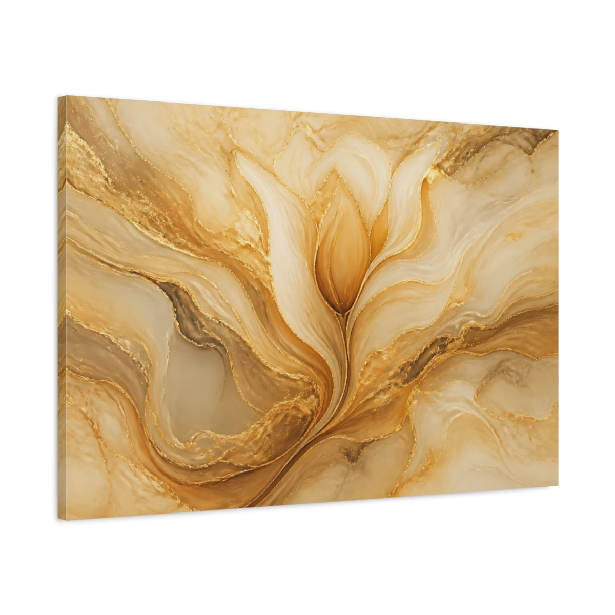 Main Mockup. Golden Tulip Flow shown as canvas print