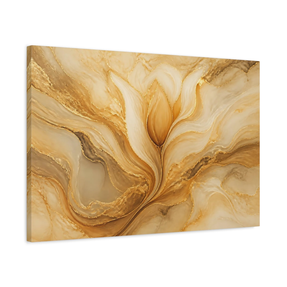 Side Mockup 2. Golden Tulip Flow shown as canvas print
