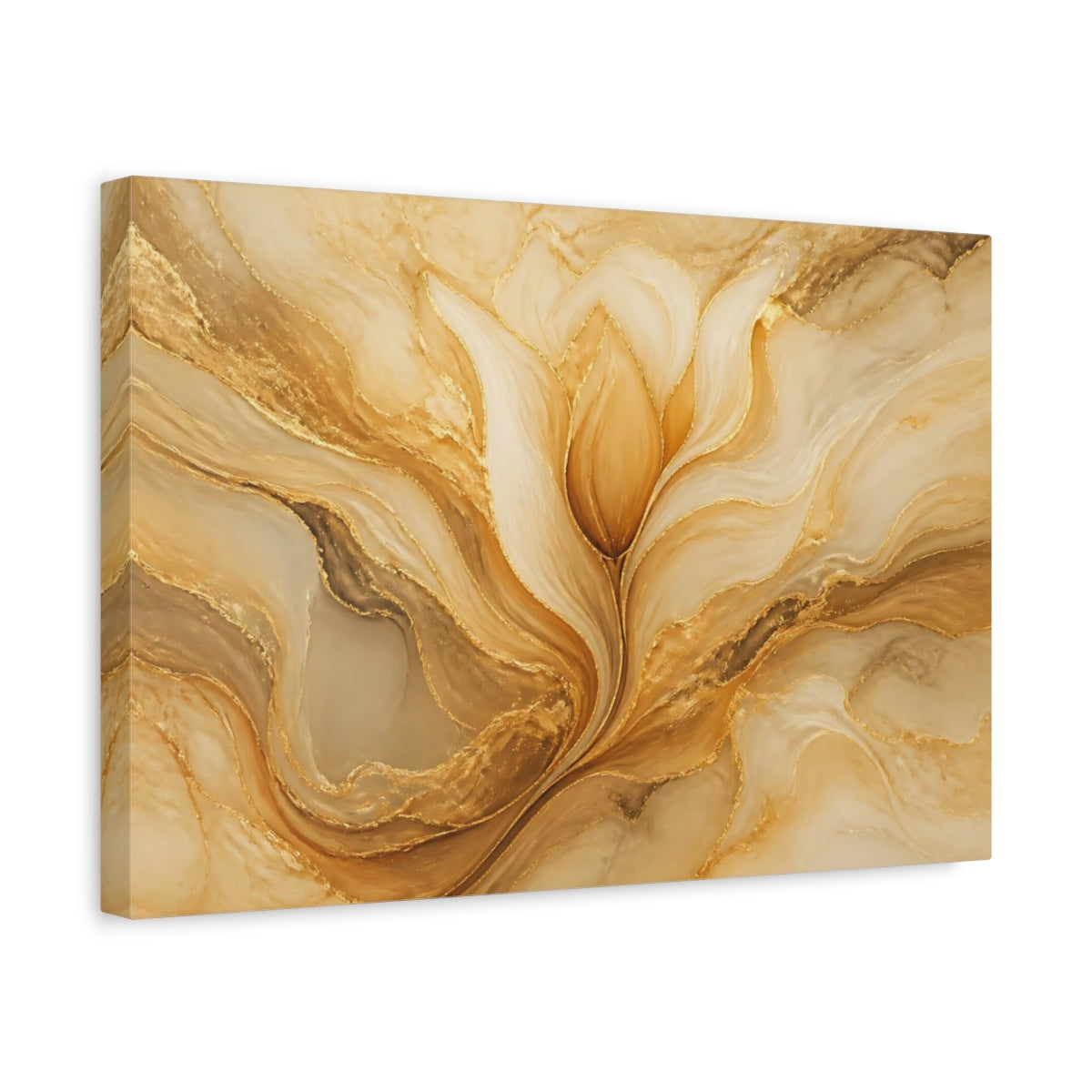 Side Mockup 4. Golden Tulip Flow shown as canvas print