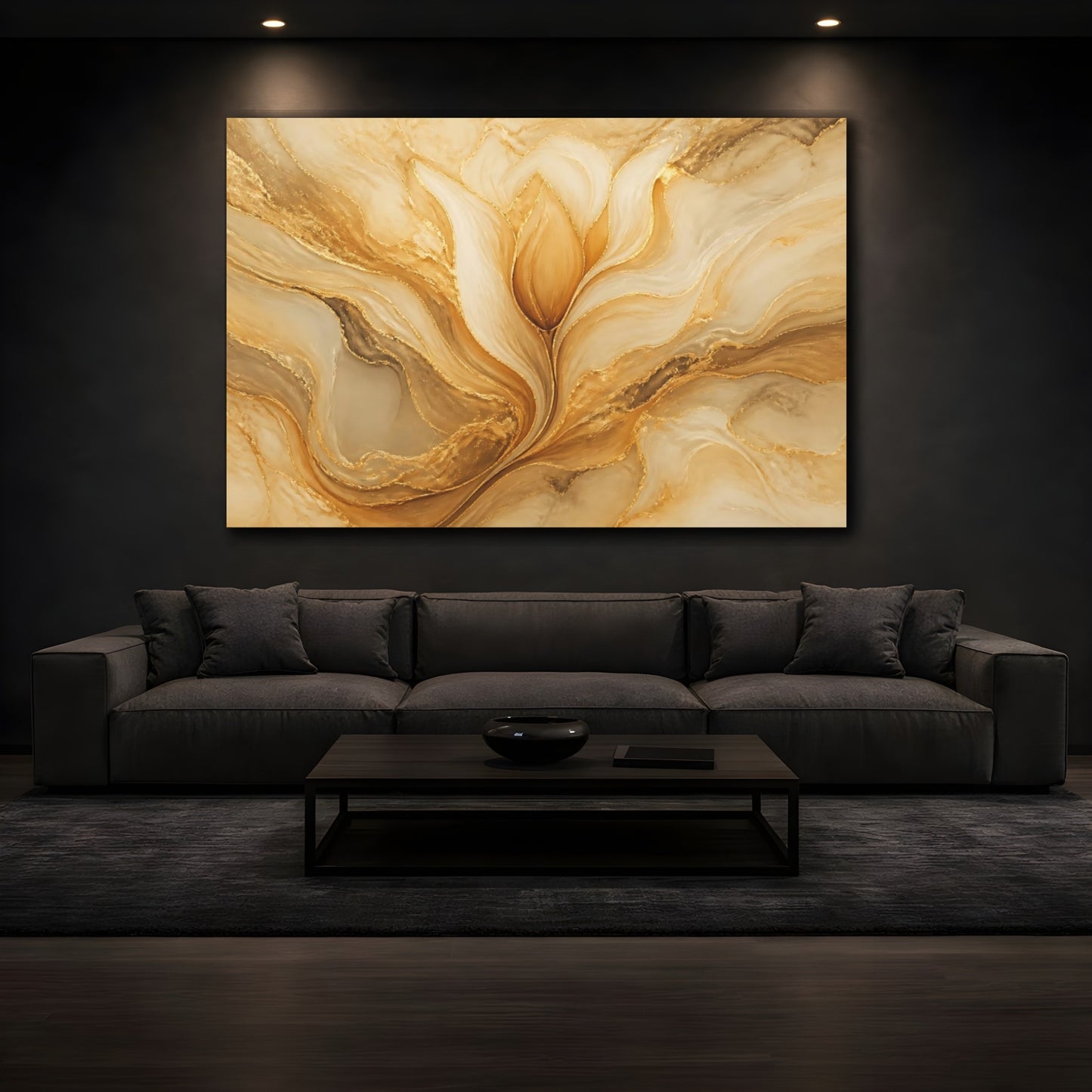 Mockup 3. Golden Tulip Flow shown as canvas print