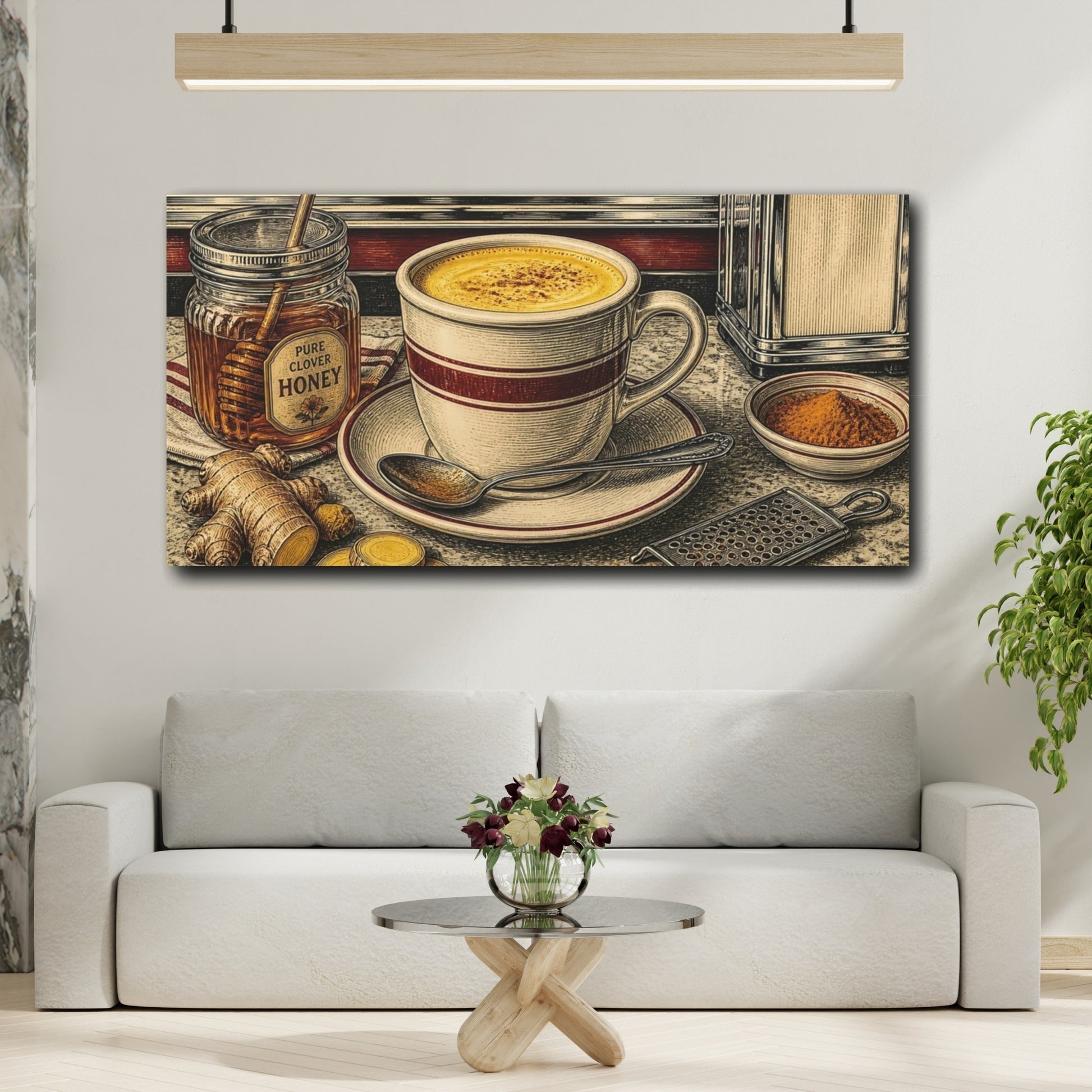 Mockup 2. Golden Turmeric Latte shown as canvas print