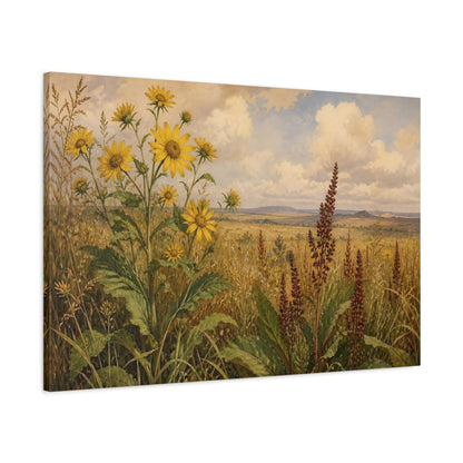 Main Mockup. Golden Wildflower Prairie shown as canvas print
