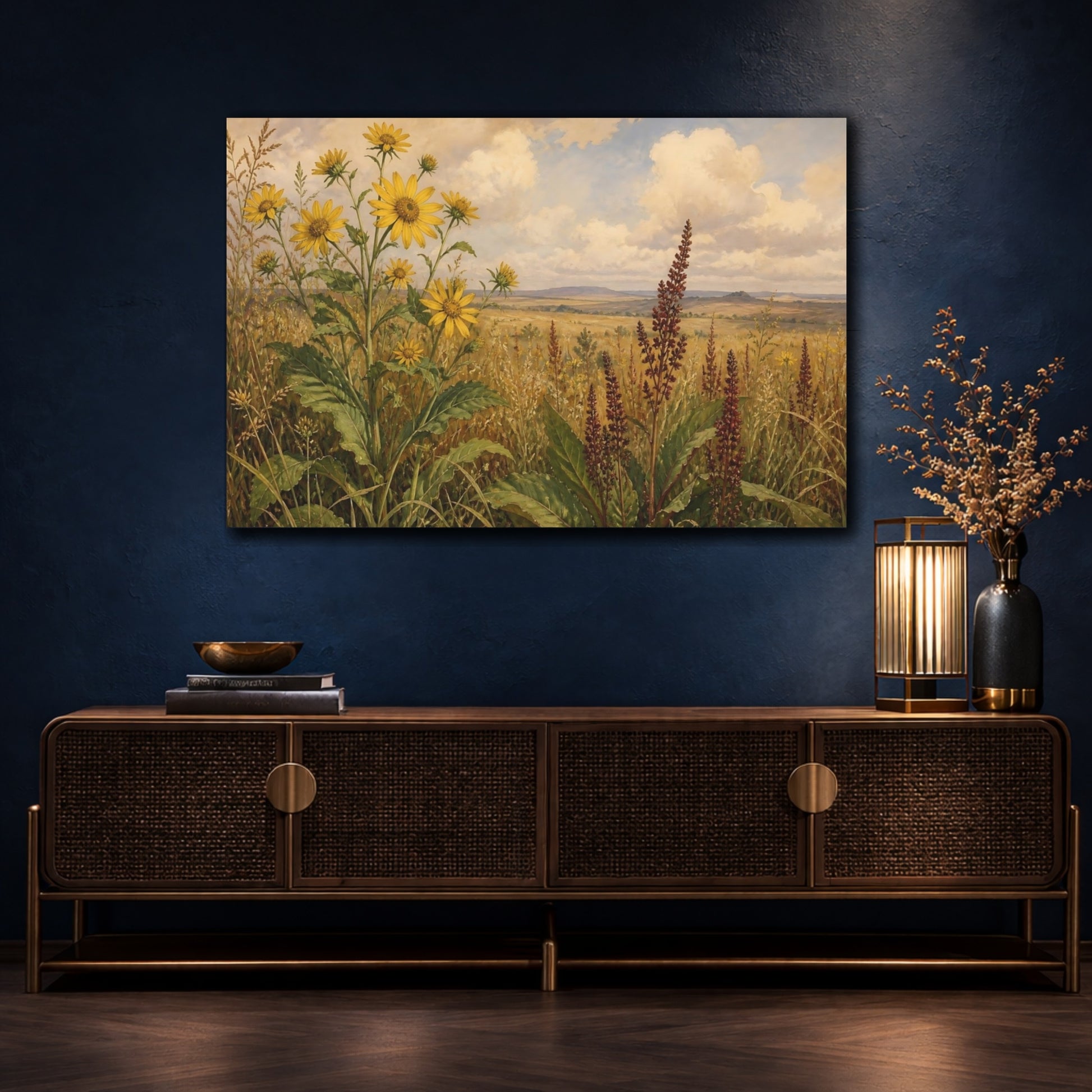 Mockup 4. Golden Wildflower Prairie shown as canvas print