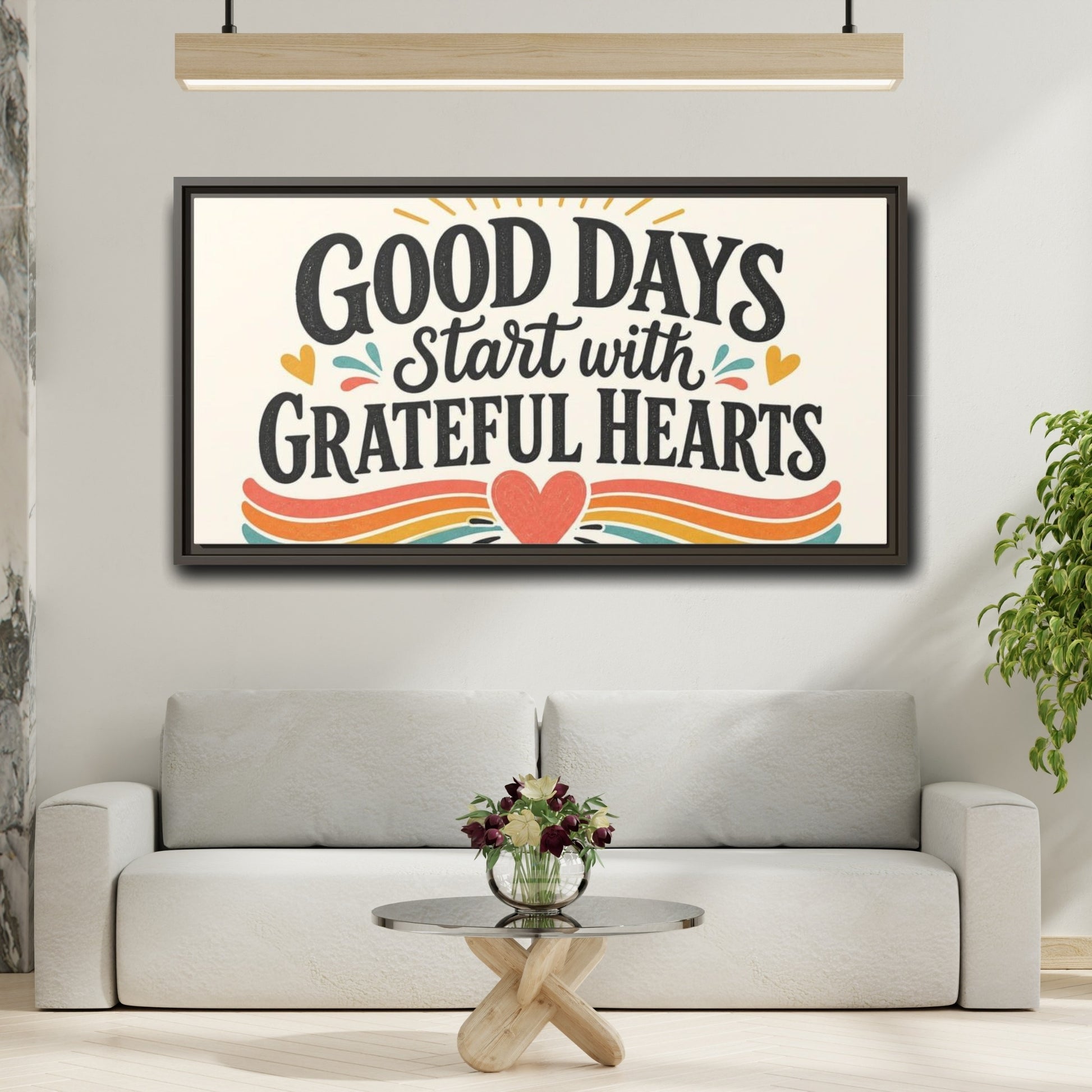 Mockup 2. Good Days Grateful Hearts shown as framed canvas print