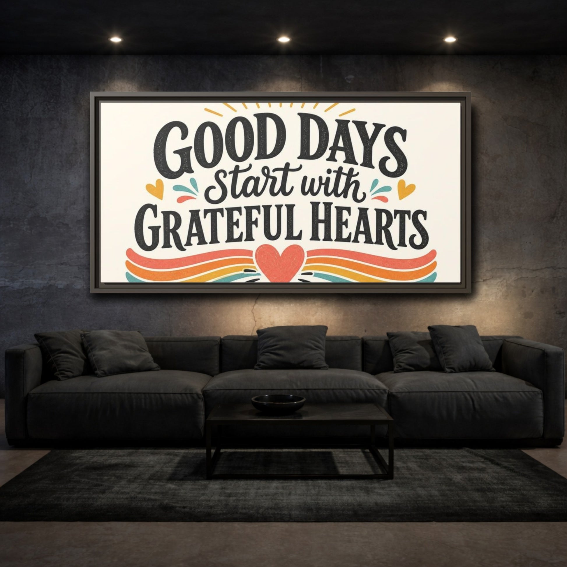 Mockup 3. Good Days Grateful Hearts shown as framed canvas print