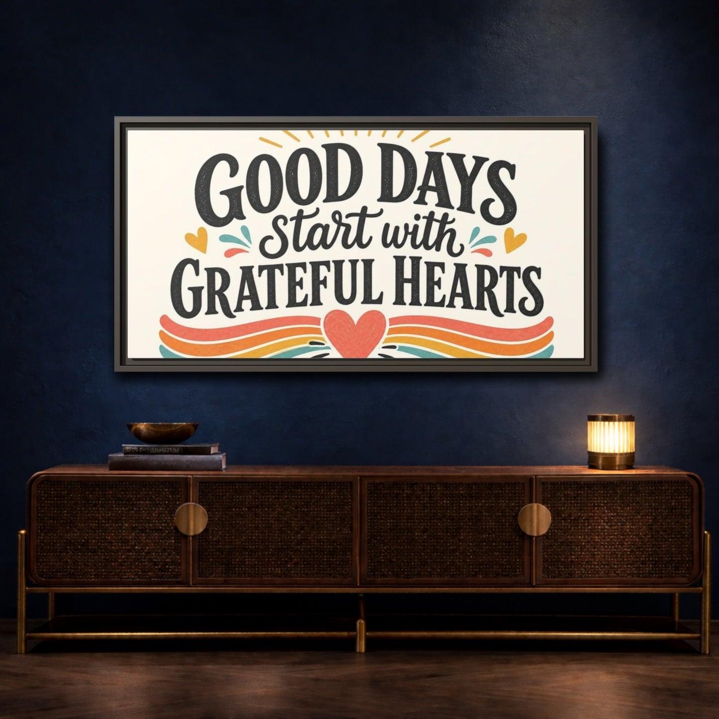 Mockup 4. Good Days Grateful Hearts shown as framed canvas print