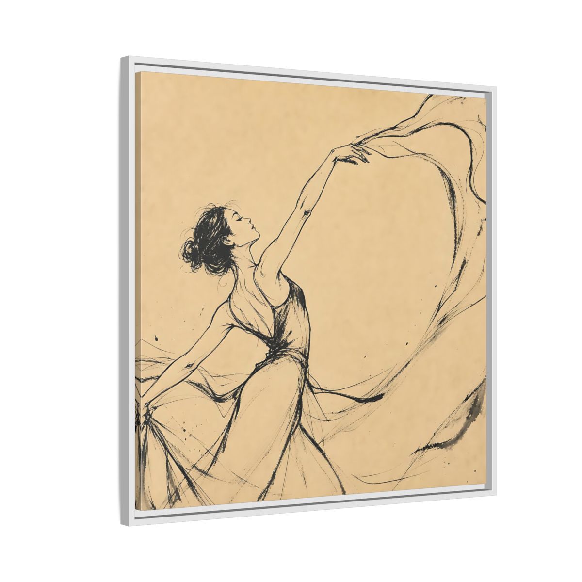 Side Mockup 7. Graceful Ballerina In Motion shown as framed canvas print