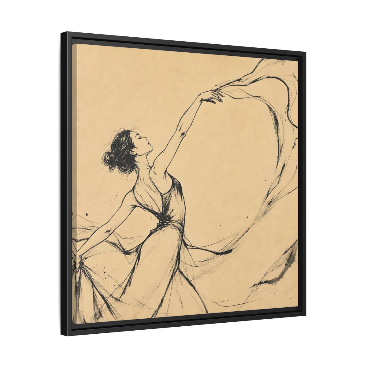 Side Mockup 31. Graceful Ballerina In Motion shown as framed canvas print