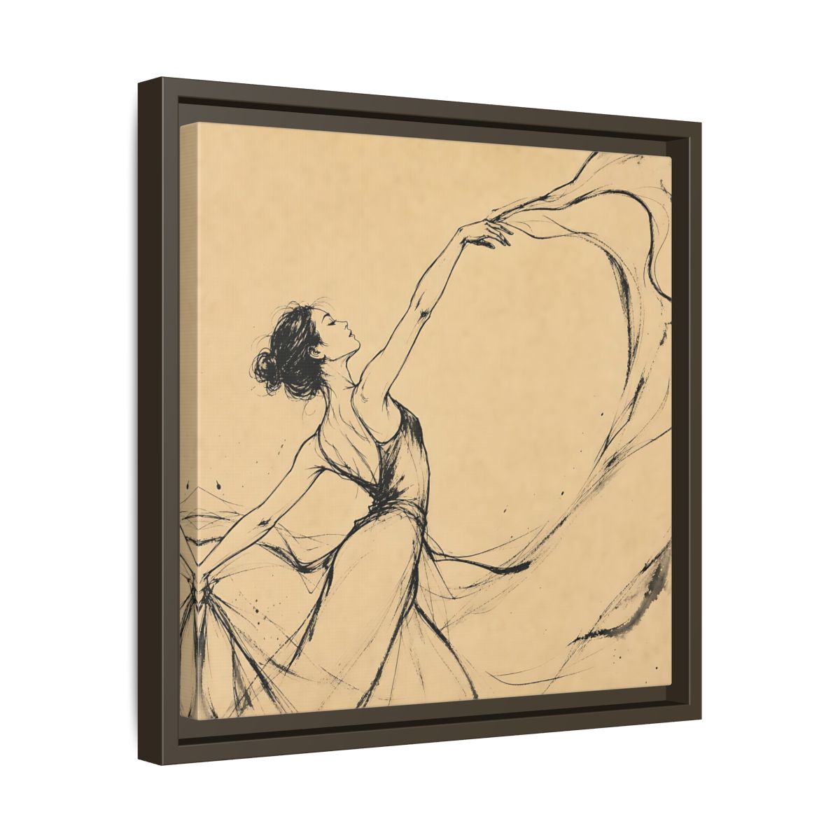 Side Mockup 29. Graceful Ballerina In Motion shown as framed canvas print