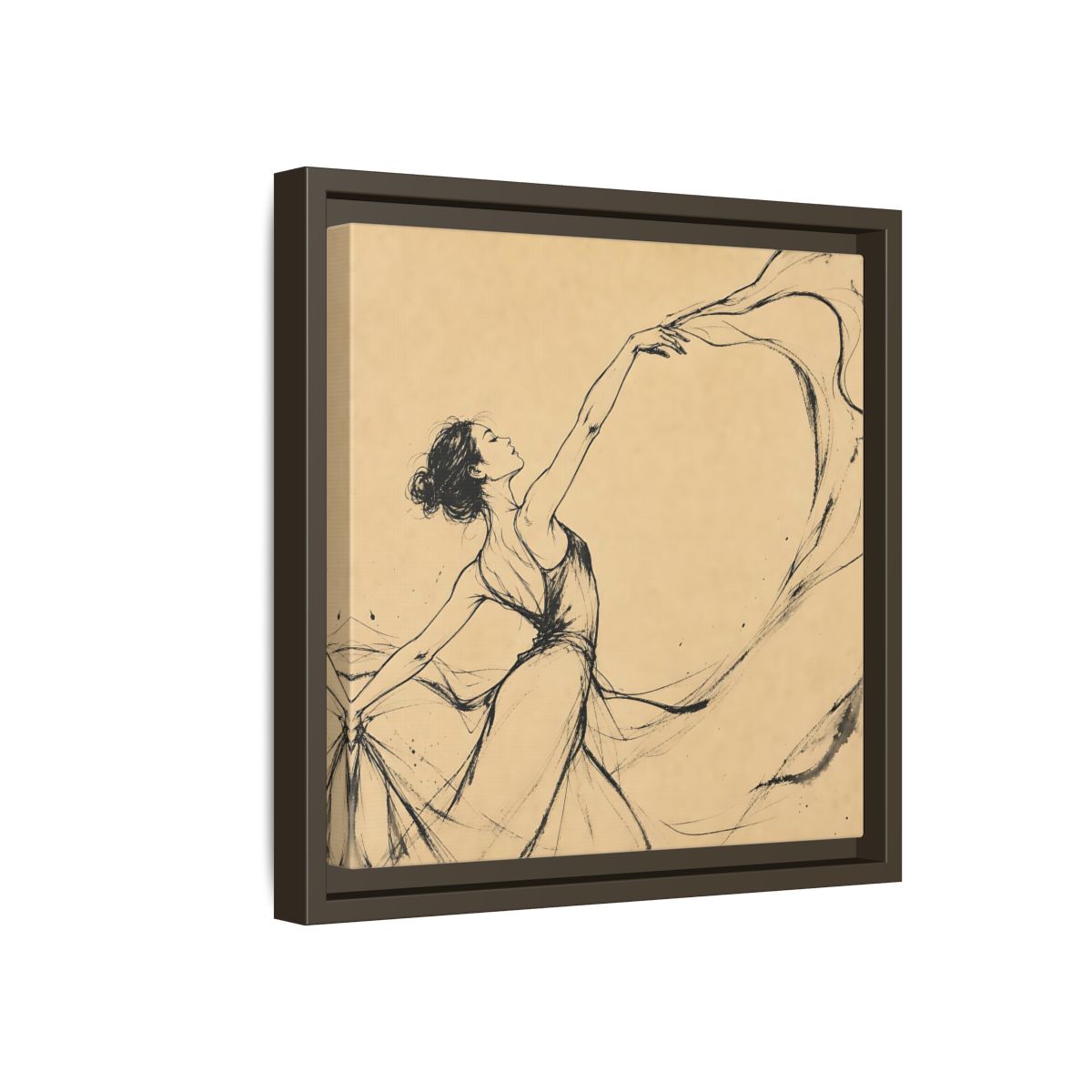 Side Mockup 17. Graceful Ballerina In Motion shown as framed canvas print