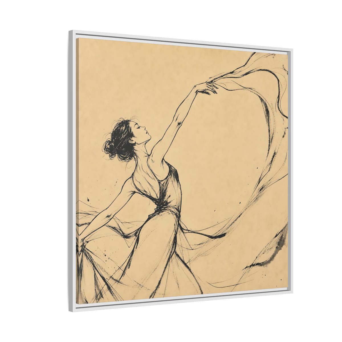 Side Mockup 4. Graceful Ballerina In Motion shown as framed canvas print